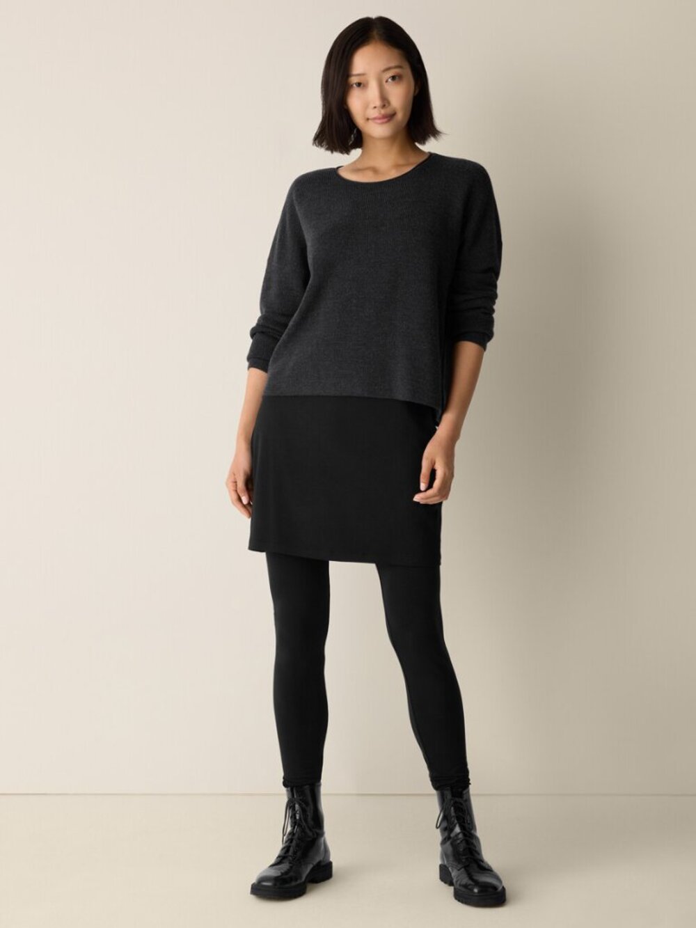NWT $158 Eileen Fisher Black Stretch Jersey Knit Skirted Legging Size XL
